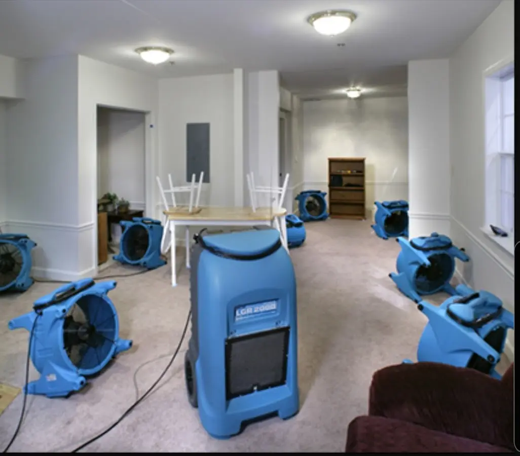 Air movers and dehumidifier setup for Water Extraction & Removal in Weirton